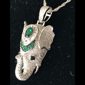 Elephant pendant/necklace 925 Sterling silver, CZ